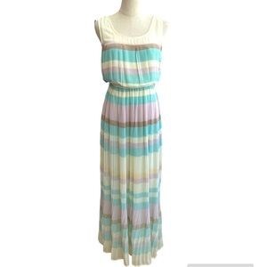Altar’d State Pastel Color Pleated Sleeveless Maxi Dress Size Small